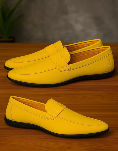 Men's Yellow Suede Loafers β Casual Slip-On Moccasin Driving Shoes