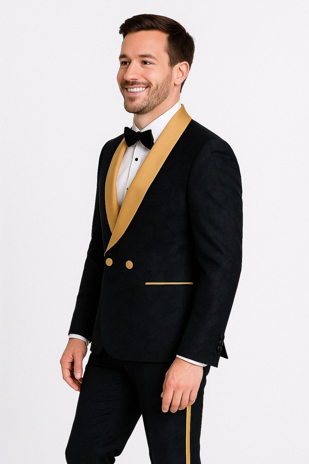 Black & Gold Jacquard Shawl Lapel Tuxedo for Men