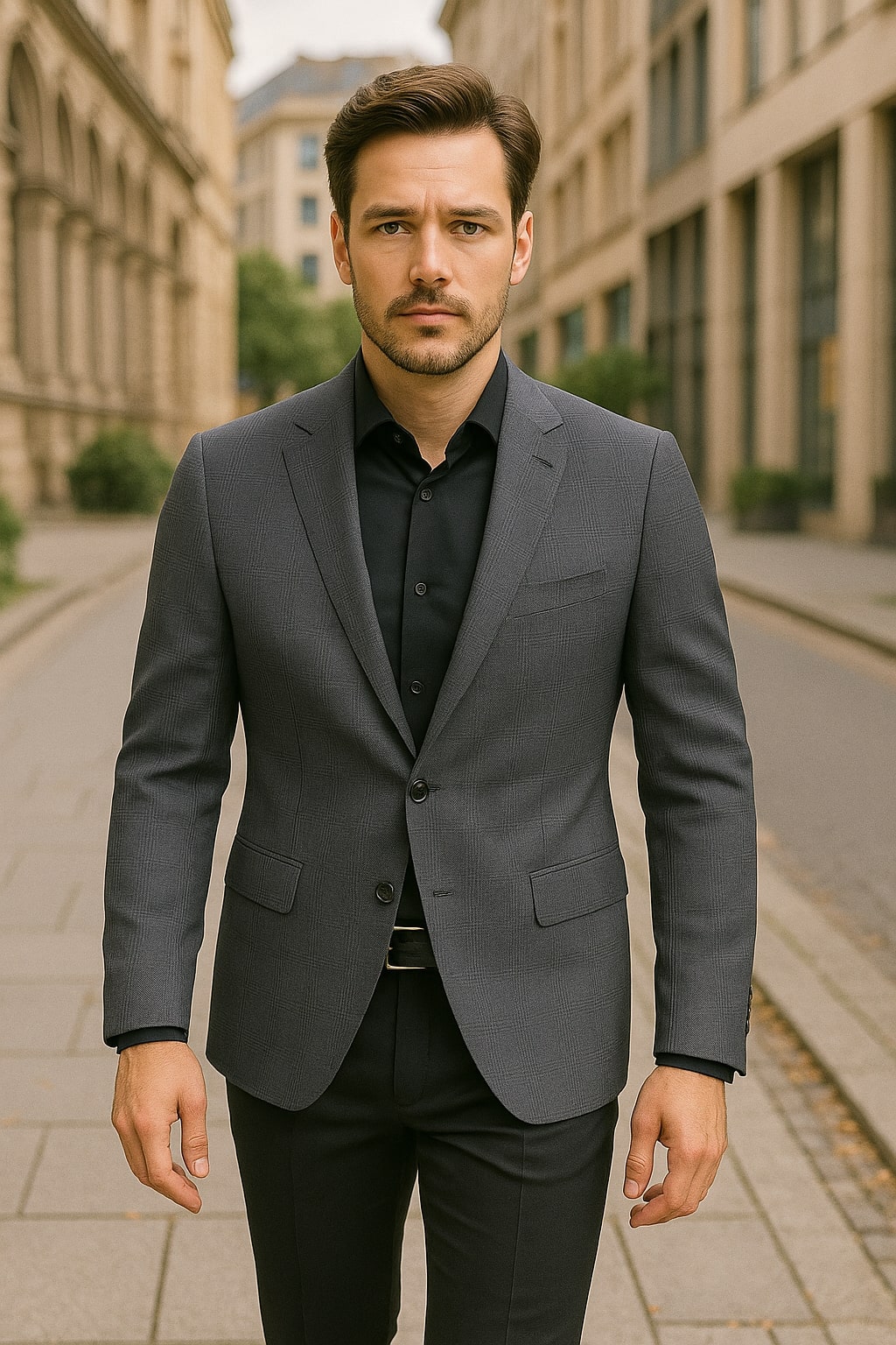 Charcoal Grey Checkered Sport Coat - Plaid Blazer