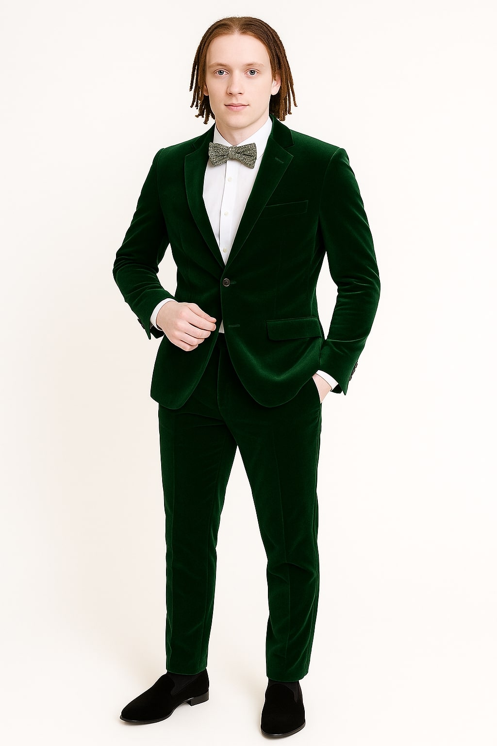 Emerald Green Velvet Slim Fit Tuxedo for Men
