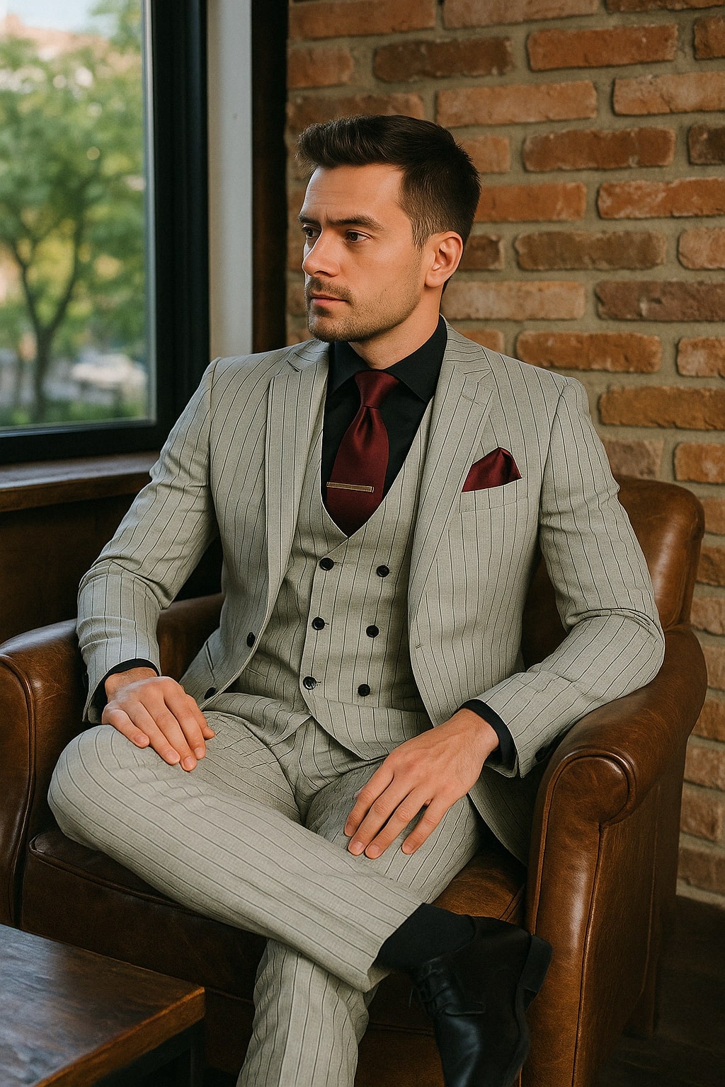 1920s Grey Pinstripe Three-Piece Men's Suit