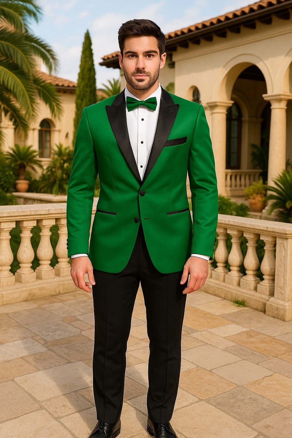 Emerald Green Slim Fit Tuxedo Blazer by Rossiman