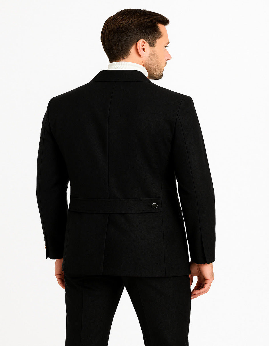 Black Textured Safari Walking Suit by Rossiman