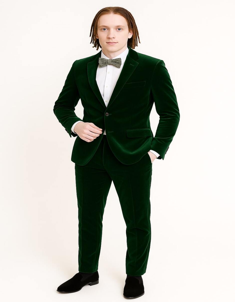 Men's Emerald Green Velvet Slim Fit Tuxedo