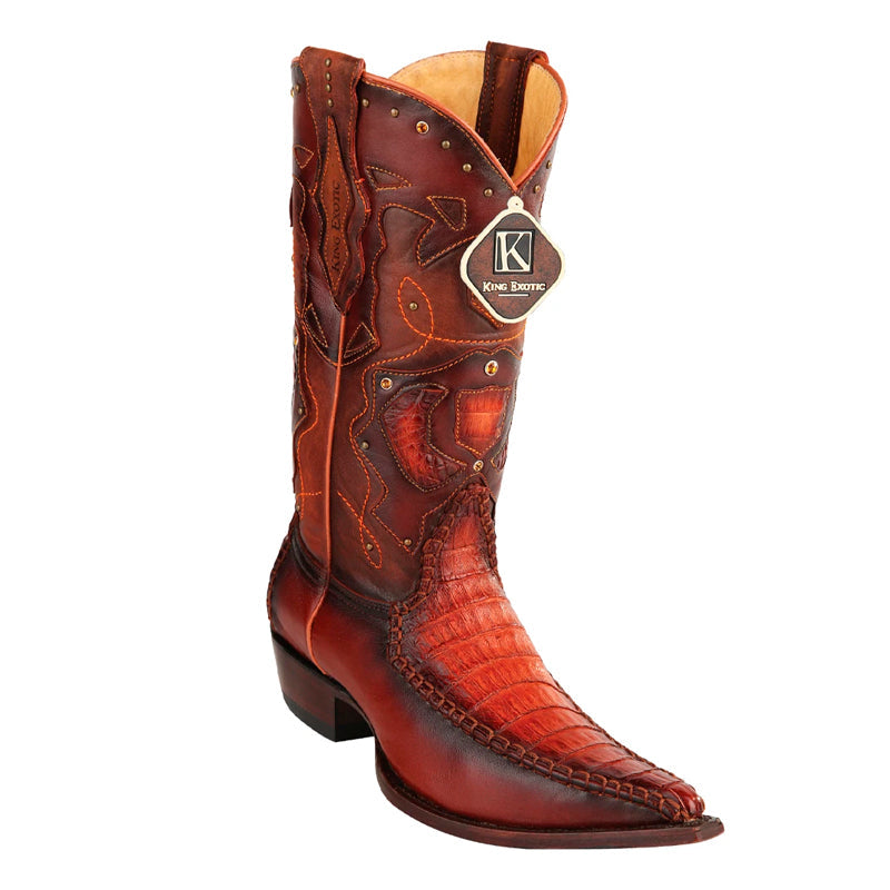 King Exotic Caiman Belly 3x Toe Cognac Boots