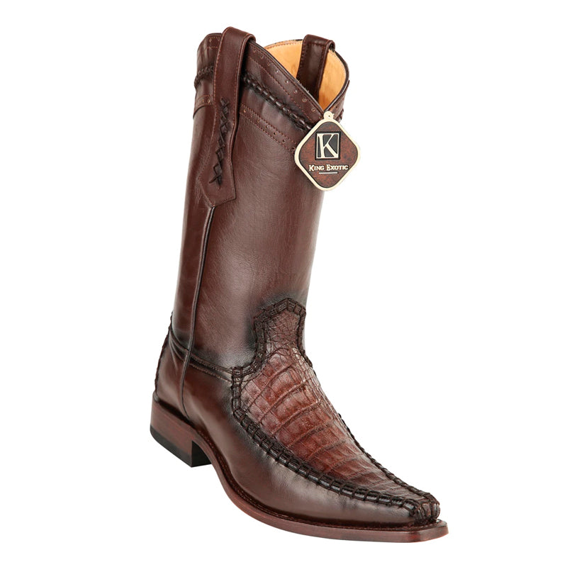 King Exotic Caiman Belly Brown Boots - European Toe