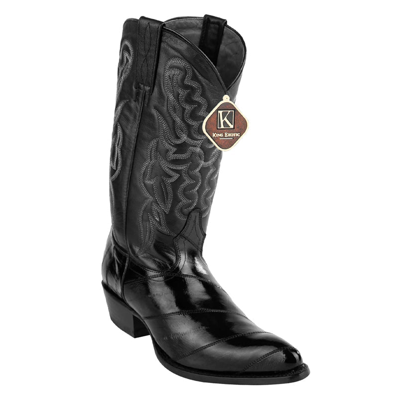 King Exotic Eel Skin Western Boots Black