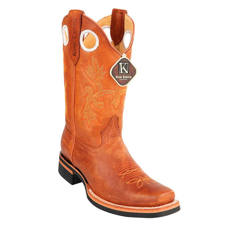 King Exotic Genuine Leather Square Toe Boots