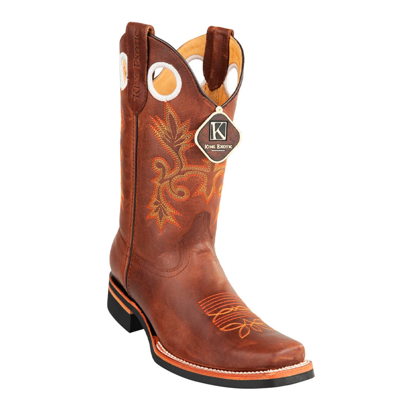 Handcrafted Leather Square Toe Cowboy Boots