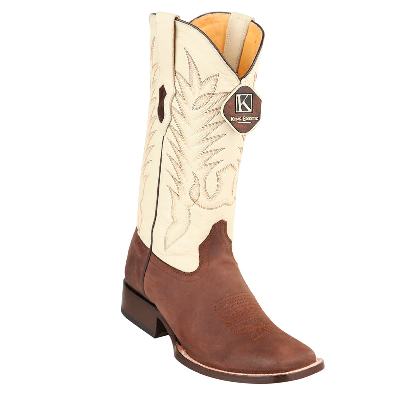 Men's Handmade Brown King Exotic Square Toe Boots