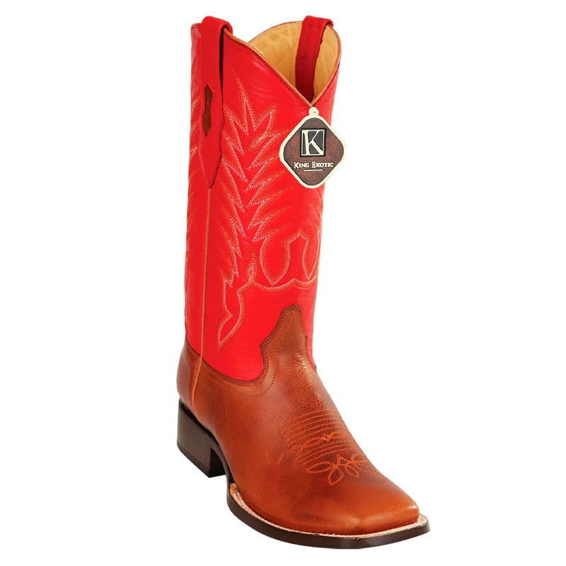 King Exotic Genuine Leather Square Toe Boots