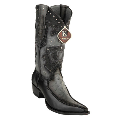 King Exotic Genuine Ostrich 3x Toe Boots Gray