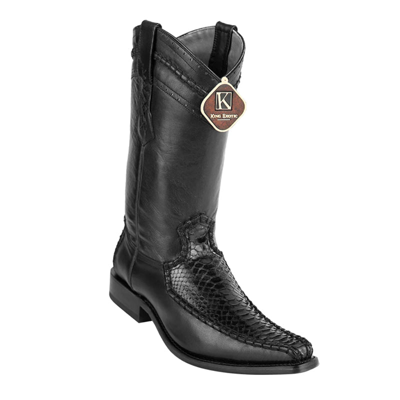 King Exotic Python European Toe Boots Black