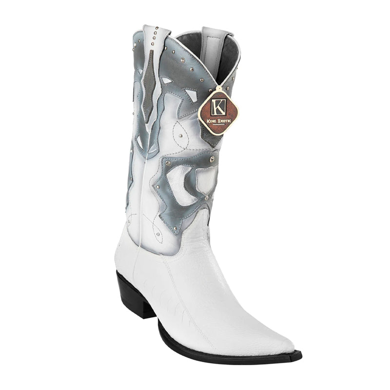 Ostrich Leg 3x Toe Handcrafted Boots White