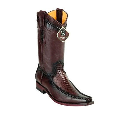 King Exotic Ostrich Leg Boots European Toe Brown