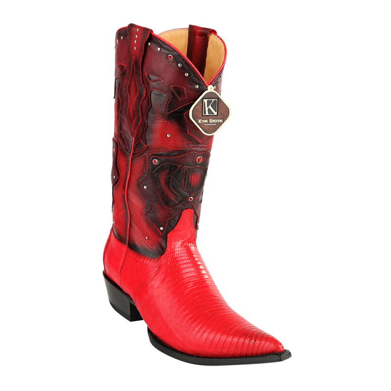 King Exotic Teju Lizard 3x Toe Red Boots
