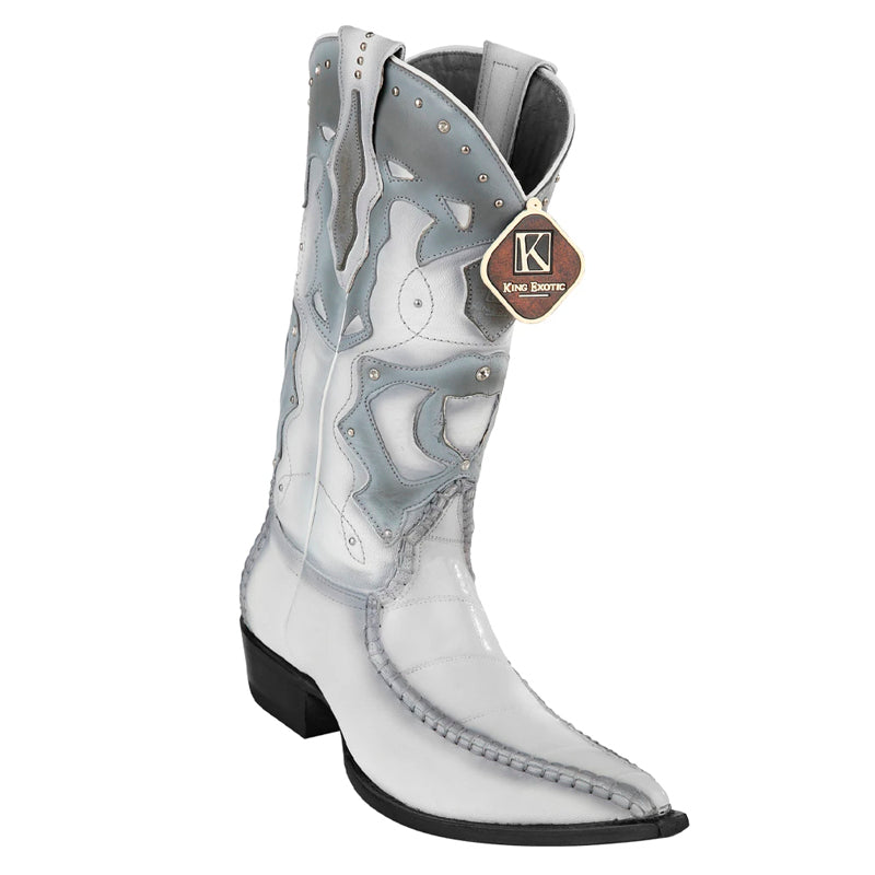 King Exotic Eel 3x Toe Handcrafted Boots White