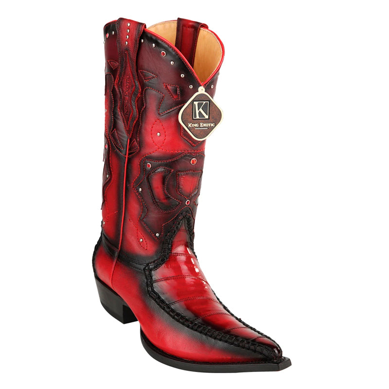 King Exotic Red Eel 3x Toe Boots Handcrafted