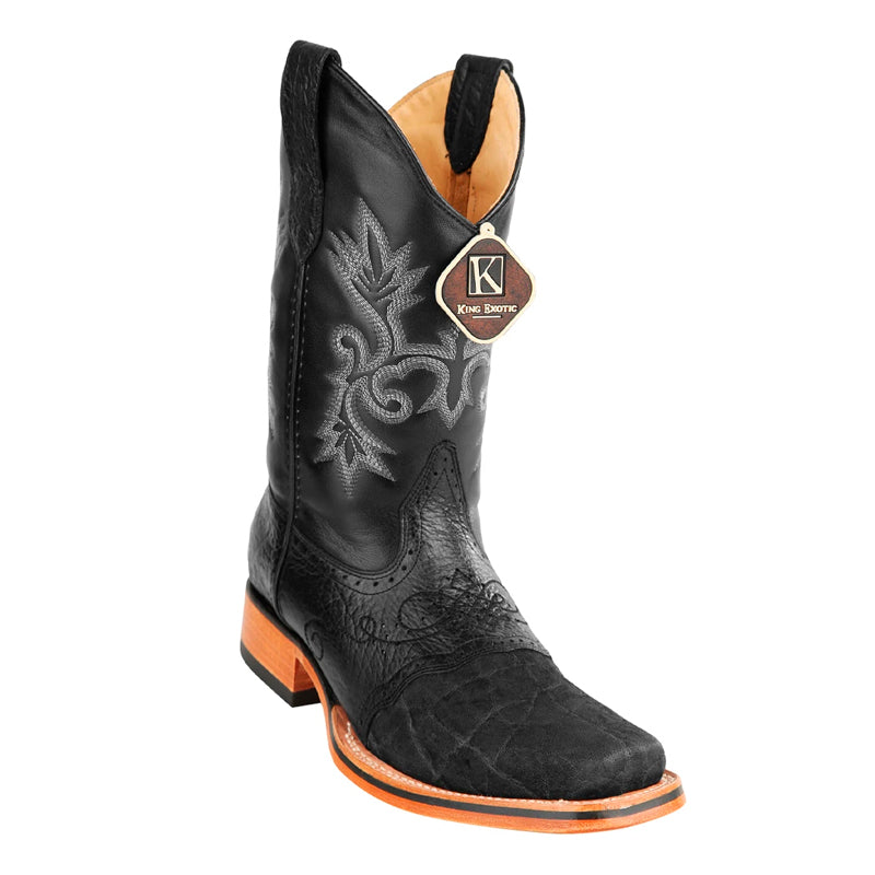 Handcrafted Black Elephant Skin Boots for Men