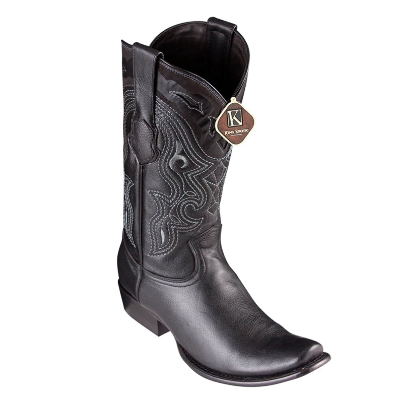 King Exotic Black Elk Boots Dubai Toe