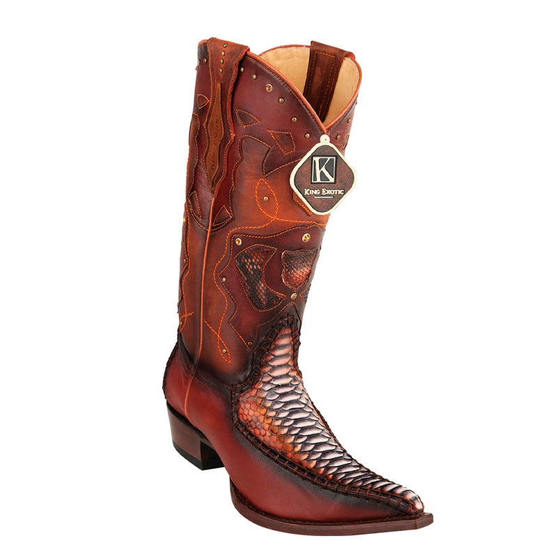 King Exotic Python 3x Toe Rustic Cognac Boots