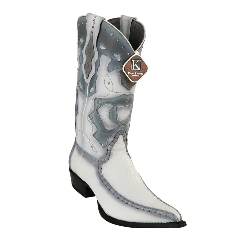 King Exotic Sharkskin Burnished White 3x Toe Boots