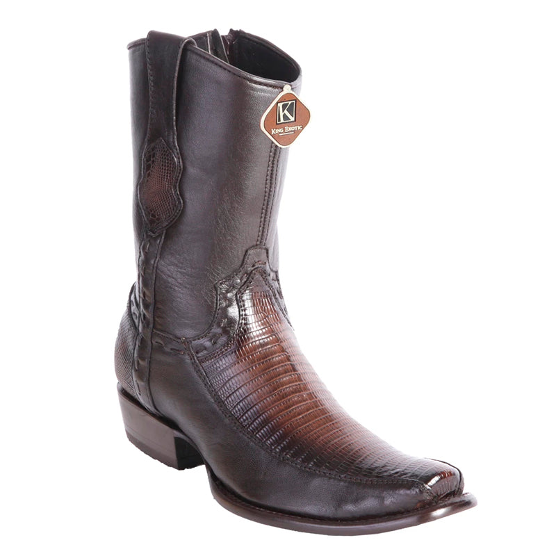 Men's Lizard Boots with Zipper Dubai Toe Faded Brown