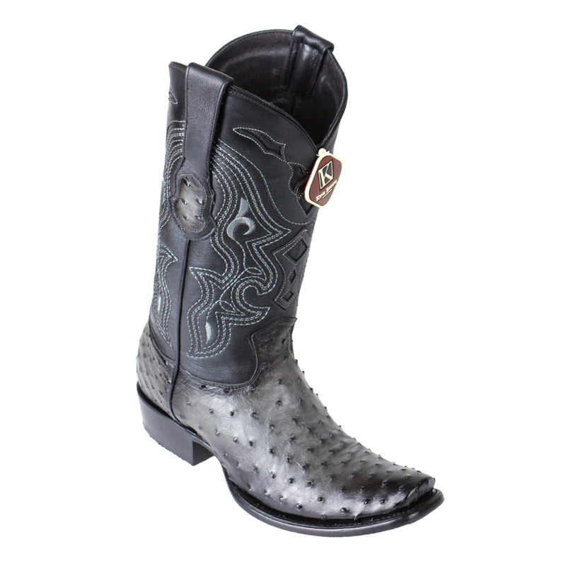King Exotic Ostrich Dubai Toe Boots Handcrafted Gray