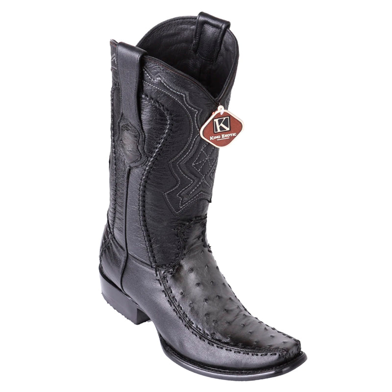 Men's Faded Gray Ostrich Dubai Toe Boots