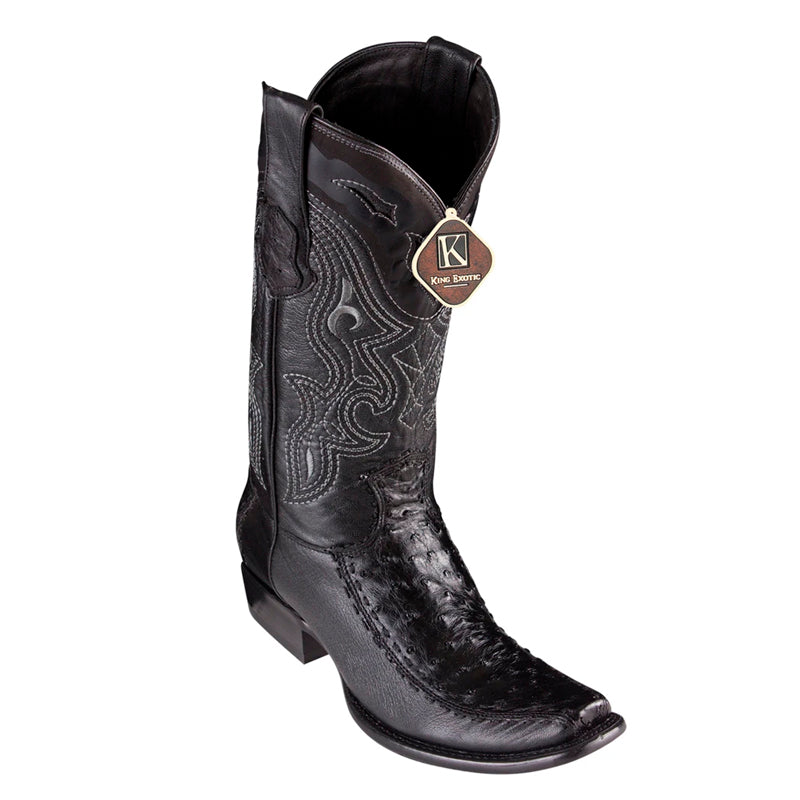 King Exotic Handcrafted Ostrich Boots Black