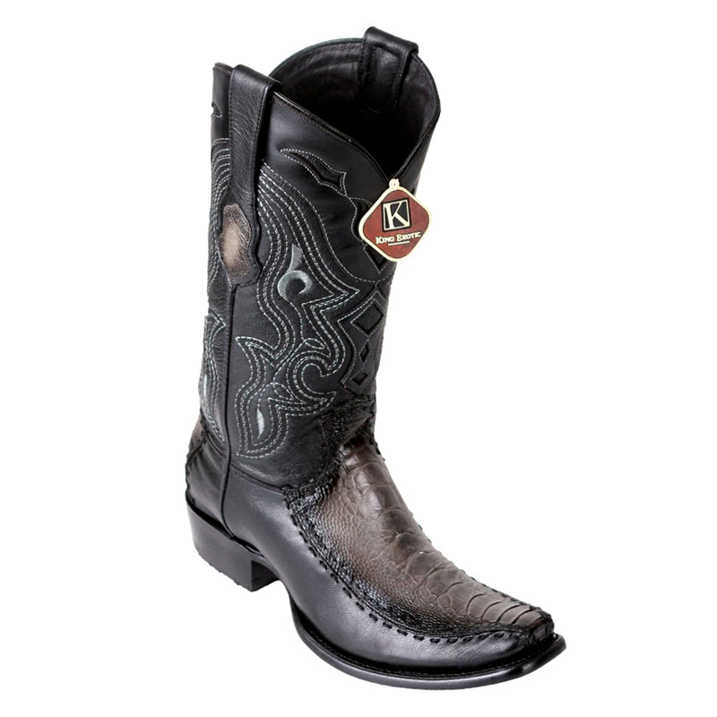 King Exotic Ostrich Leg Boots Faded Gray