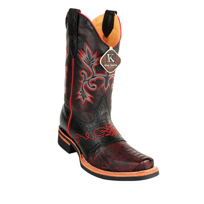 King Exotic Men's Ostrich Leg Boots Black Cherry