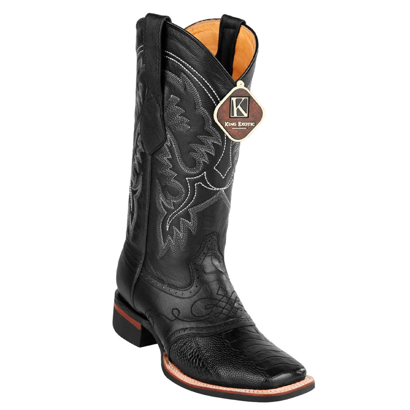 King Exotic Black Ostrich Leg Boots