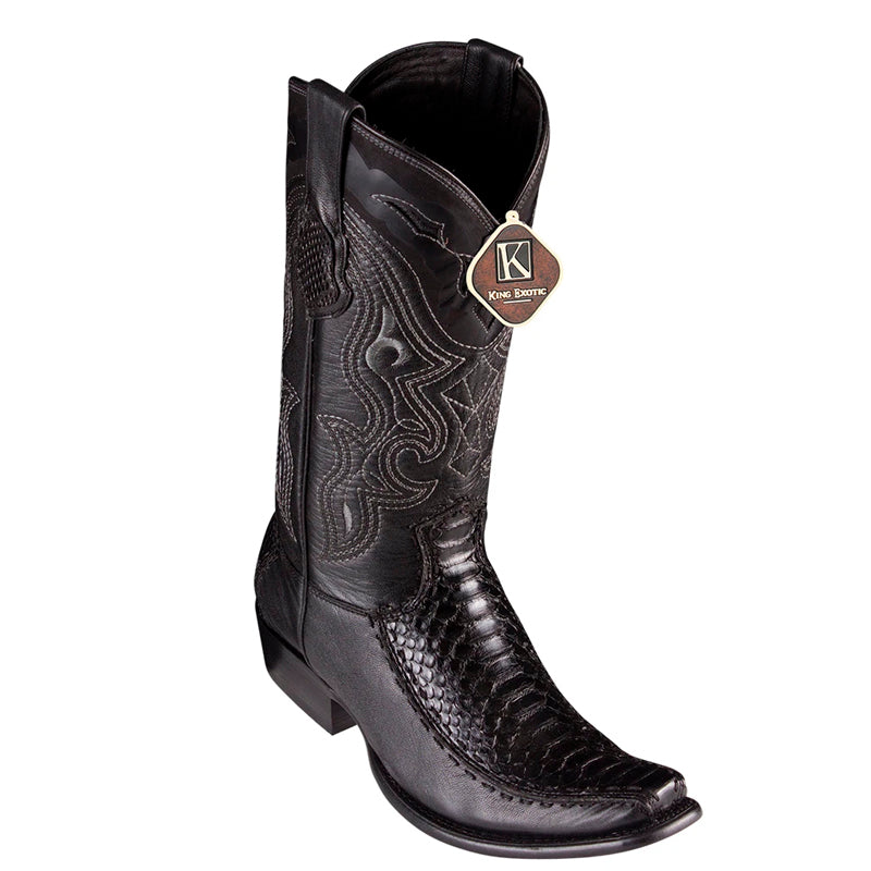 King Exotic Python Boots Dubai Toe Black Handcrafted