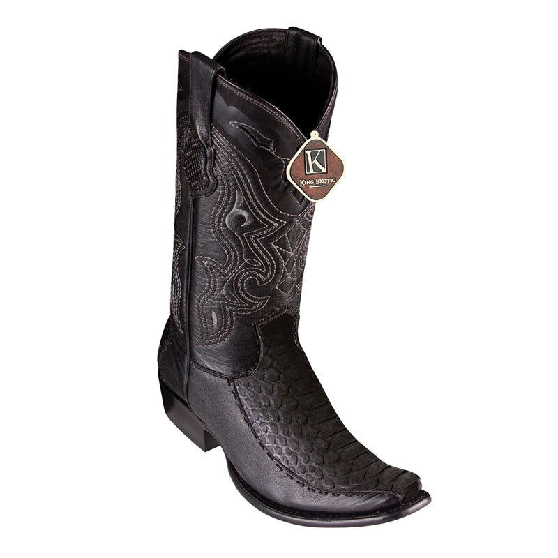 King Exotic Python Boots Black Suede Dubai Toe