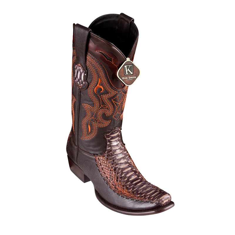 King Exotic Python & Deer Handcrafted Boots Cognac