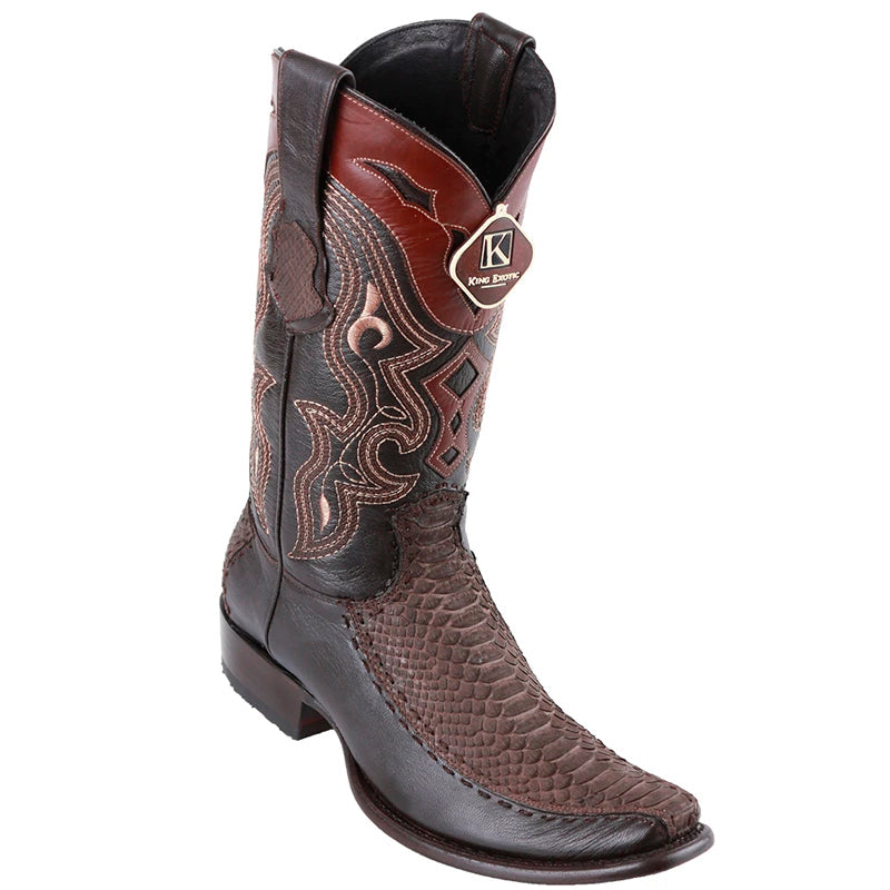 King Exotic Python & Deer Dubai Toe Boots Brown