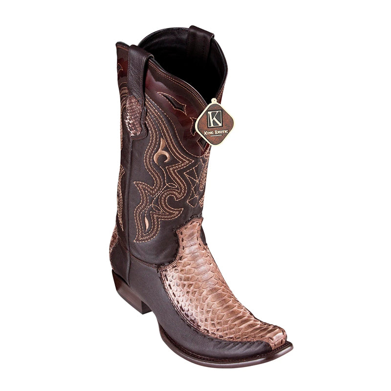 Handcrafted Rustic Brown Python & Deer Dubai Boots