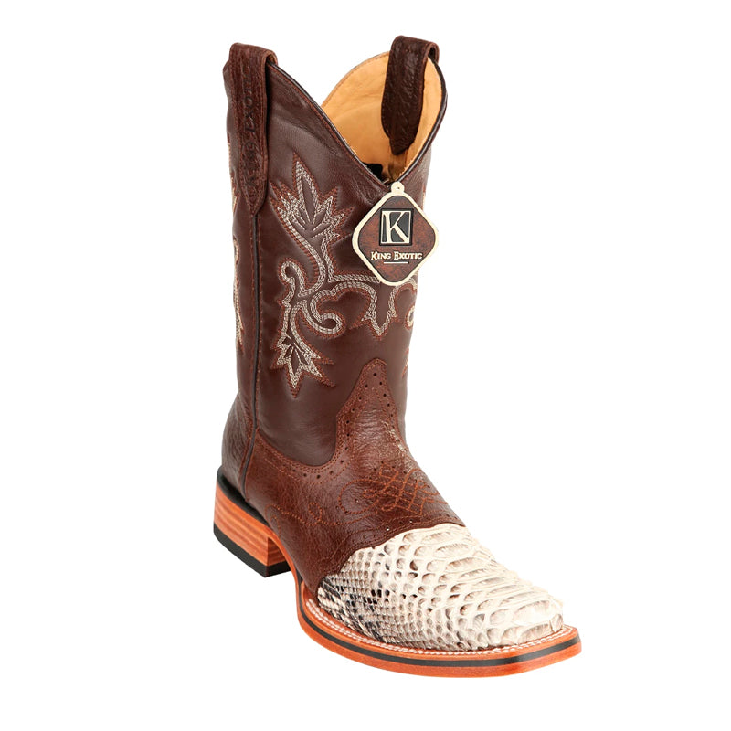 King Exotic Handmade Python Square Toe Boots