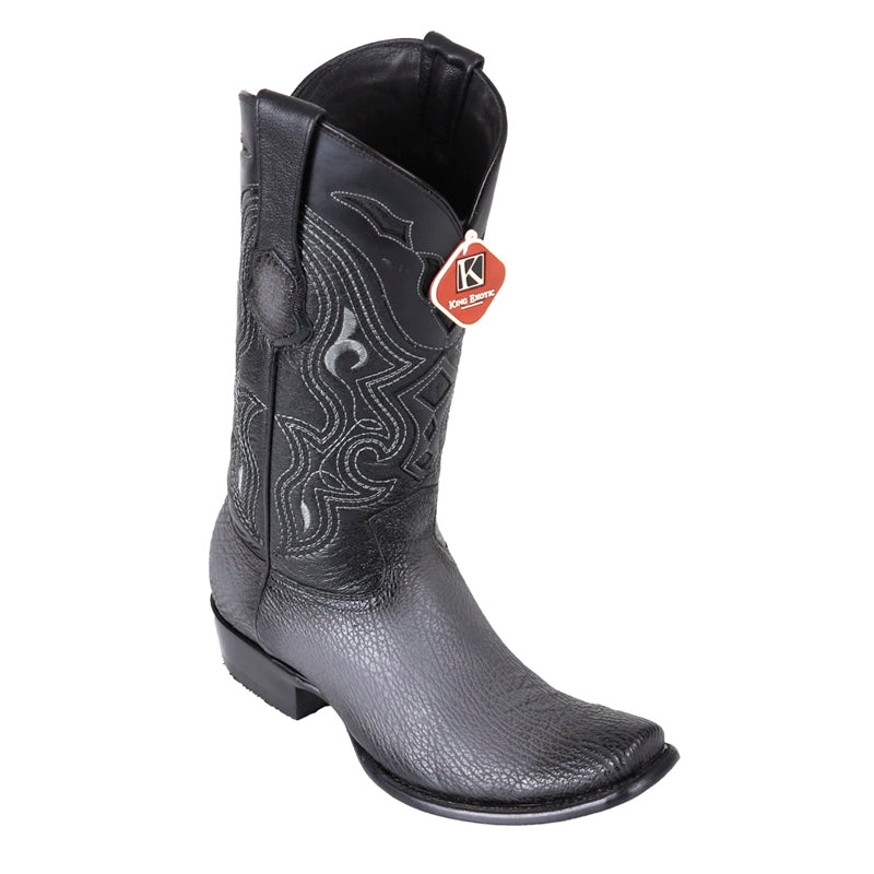King Exotic Sharkskin Dubai Toe Boots Faded Gray