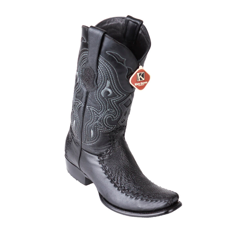 Handcrafted Black Sharkskin Dubai Toe Boots