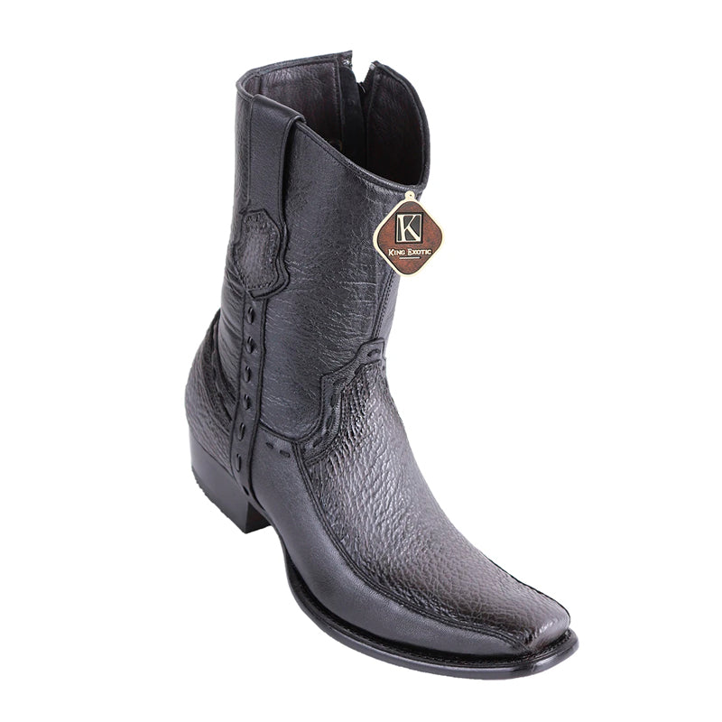 King Exotic Sharkskin & Deer Dubai Toe Boots Faded Gray