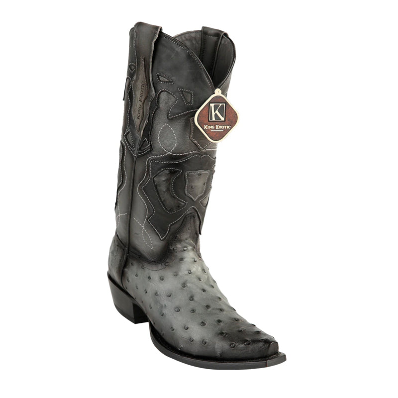Handmade Full Quill Ostrich Snip Toe Boots