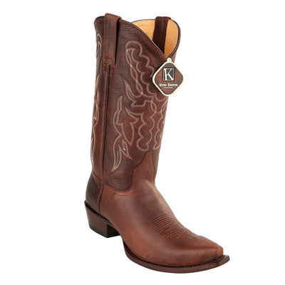 King Exotic Snip Toe Grisly Leather Boots Brown