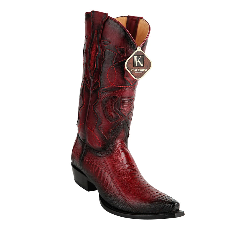 King Exotic Snip Toe Ostrich Boots Handcrafted
