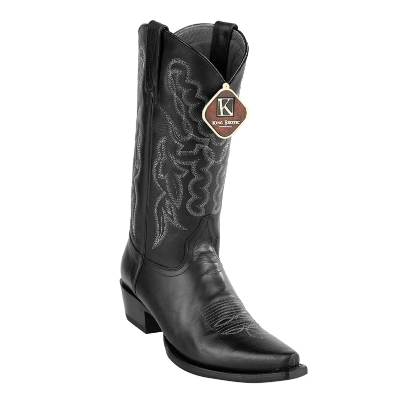 Handmade Black Snip Toe Leather Boots for Men