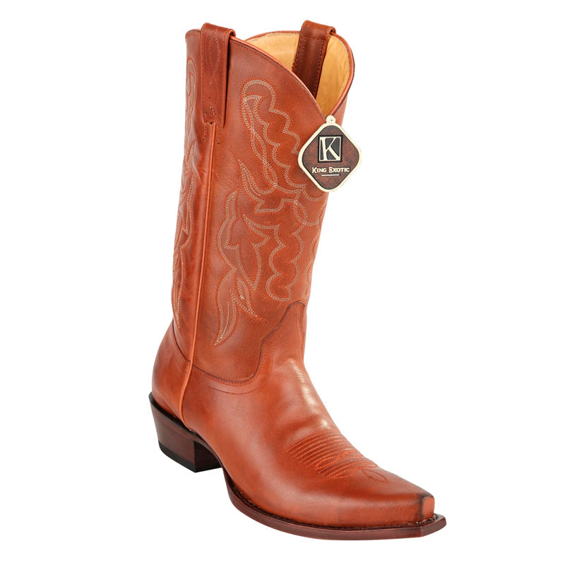 King Exotic Men's Snip Toe Pull Up Leather Boots