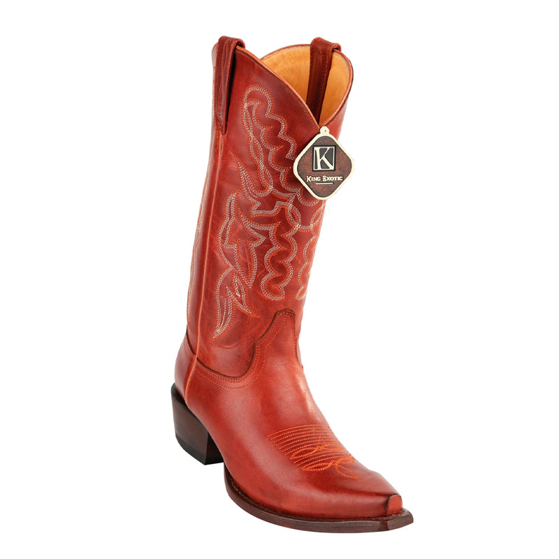 King Exotic Men's Snip Toe Leather Boots Cognac