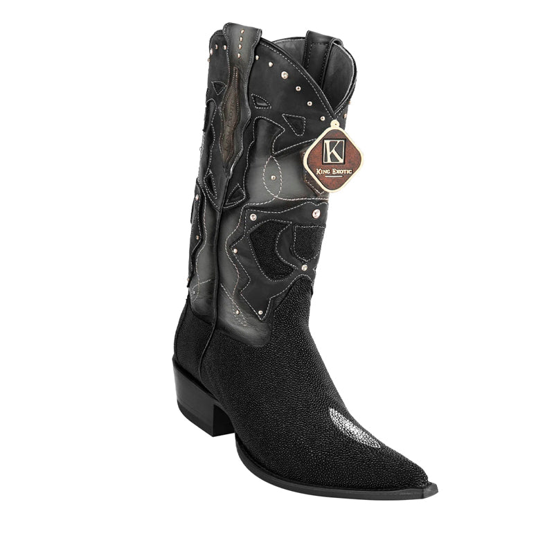 King Exotic Handcrafted Black Stingray Boots