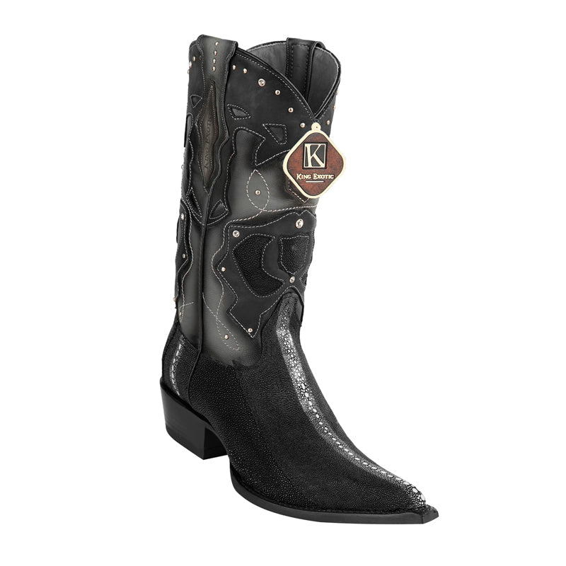 King Exotic Black Stingray 3x Toe Boots